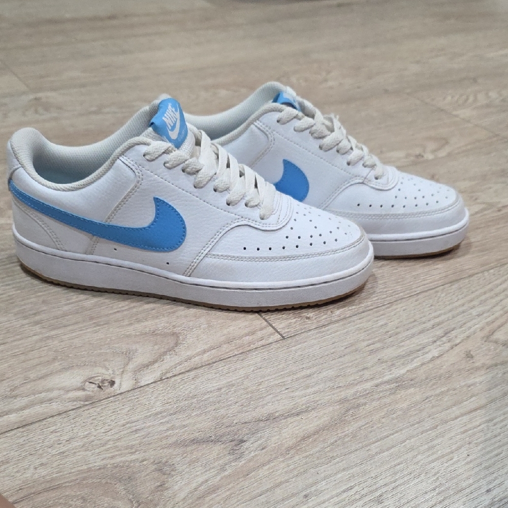 Nike White and Sky Blue Sneakers